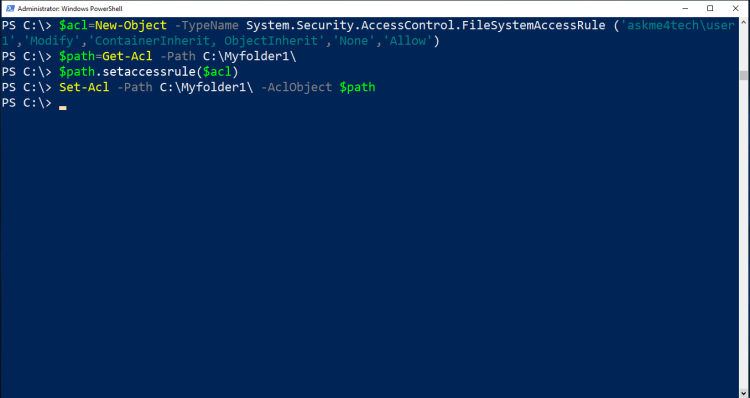 Change folder permissions with PowerShell