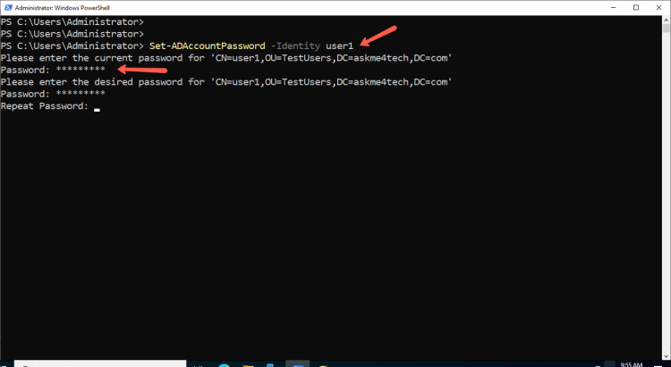 Change user password with PowerShell