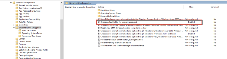 Choose default folder for recovery password
