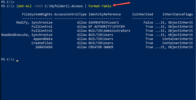 Get-Acl with Format Table