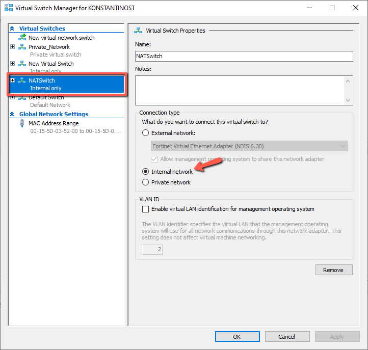 HYPER-V Nat Virtual Switch