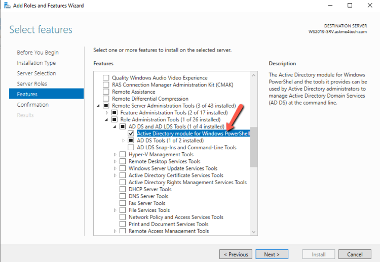 install active directory powershell module