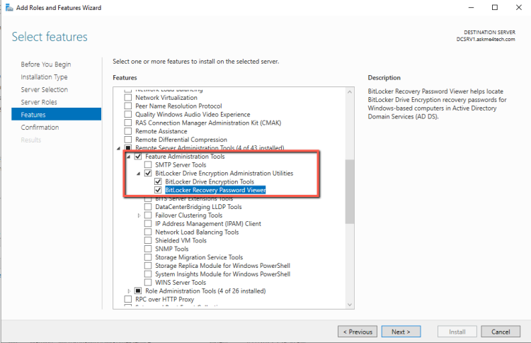 Install the BitLocker Drive Encryption Administration utility
