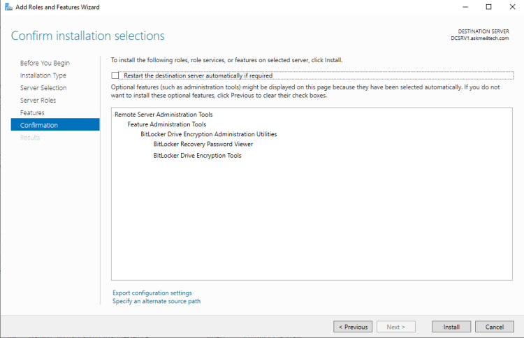 Install the BitLocker Drive Encryption Administration utility