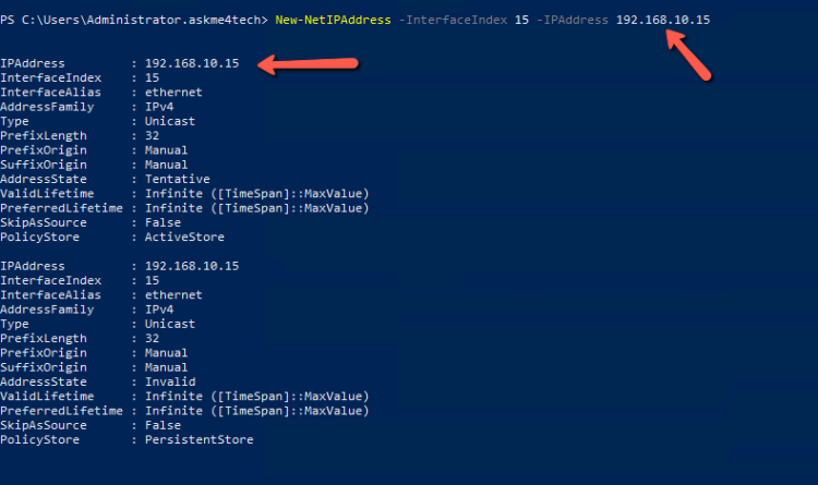 New-NetIpaddress powershell command