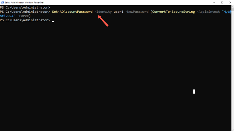 Reset a user password with PowerShell