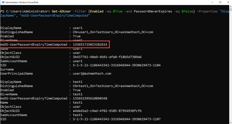 User Password expired list with PowerShell