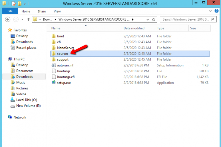 Open the sources folder from the Windows Image